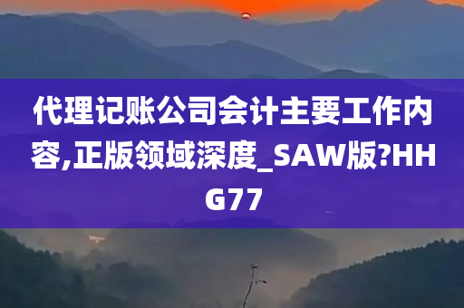 代理记账公司会计主要工作内容,正版领域深度_SAW版?HHG77