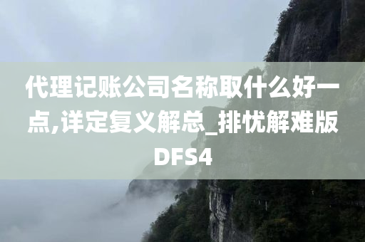 代理记账公司名称取什么好一点,详定复义解总_排忧解难版DFS4