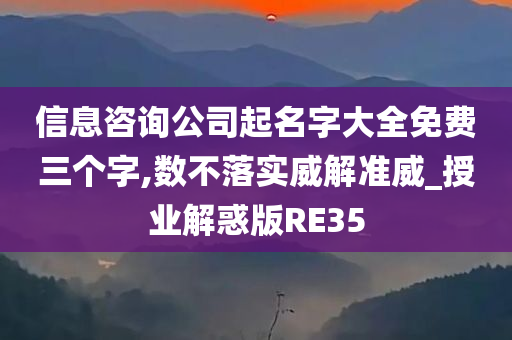 信息咨询公司起名字大全免费三个字,数不落实威解准威_授业解惑版RE35