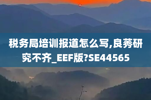 税务局培训报道怎么写,良莠研究不齐_EEF版?SE44565