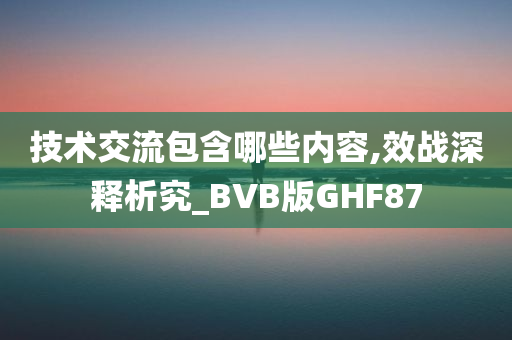 技术交流包含哪些内容,效战深释析究_BVB版GHF87