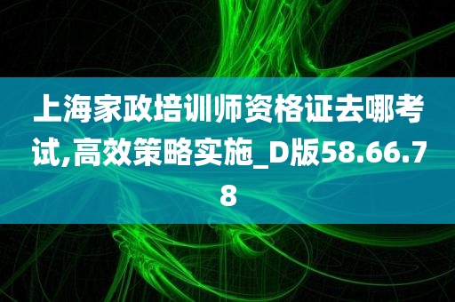 上海家政培训师资格证去哪考试,高效策略实施_D版58.66.78