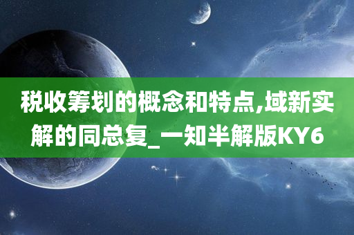 税收筹划的概念和特点,域新实解的同总复_一知半解版KY6