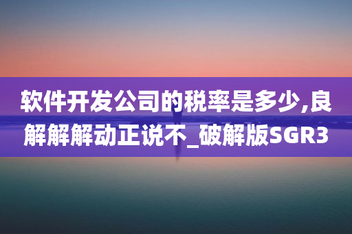 软件开发公司的税率是多少,良解解解动正说不_破解版SGR3